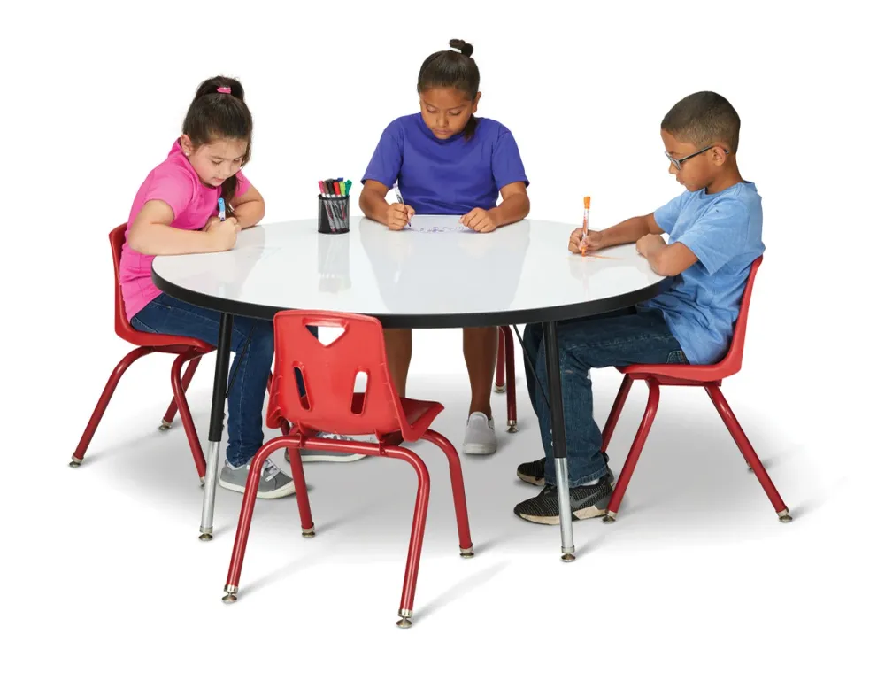 Table scolaire ronde à hauteur ajustable | Effaçable à sec | 48" Jonti-Craft