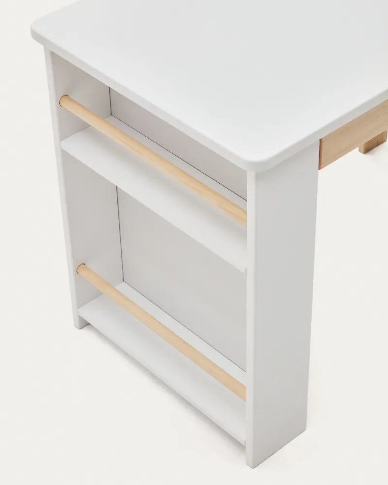 Bureau Serwa de MDF blanc et pieds et détails en bois de pin Kave Home Mauritius Mu
