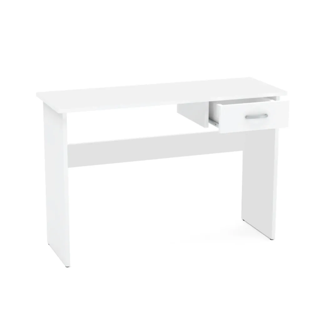 LEON - Bureau d'ordinateur - 1 Tiroir - H75cm L100cm P40cm (Blanc)