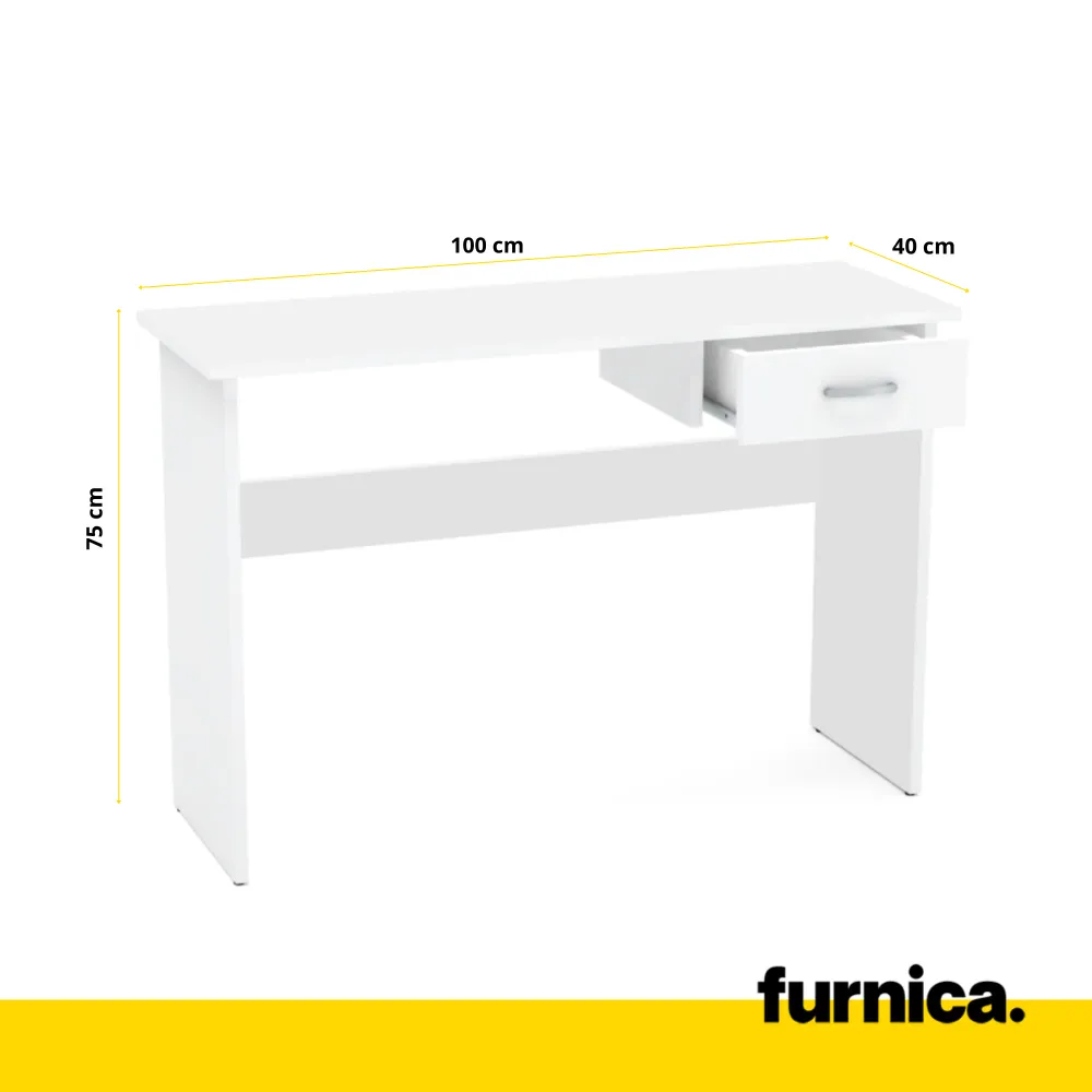 LEON - Bureau d'ordinateur - 1 Tiroir - H75cm L100cm P40cm (Blanc)