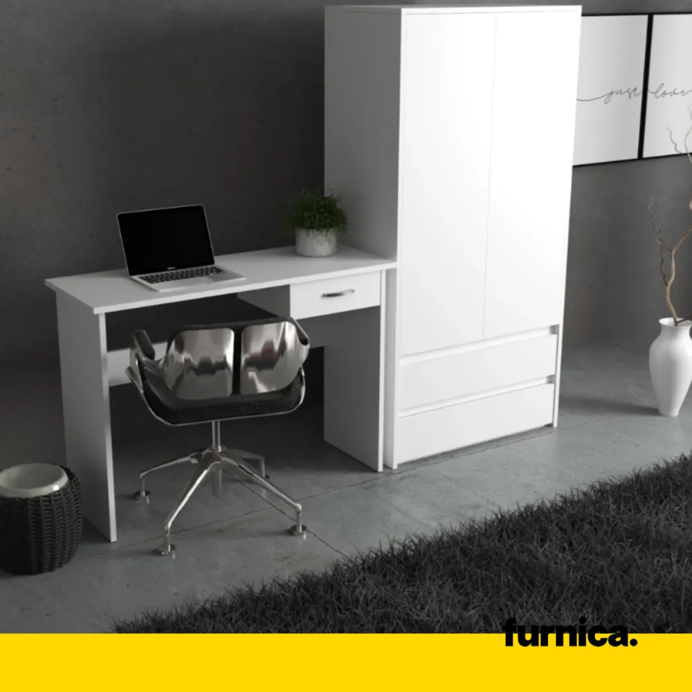 LEON - Bureau d'ordinateur - 1 Tiroir - H75cm L100cm P40cm (Blanc)