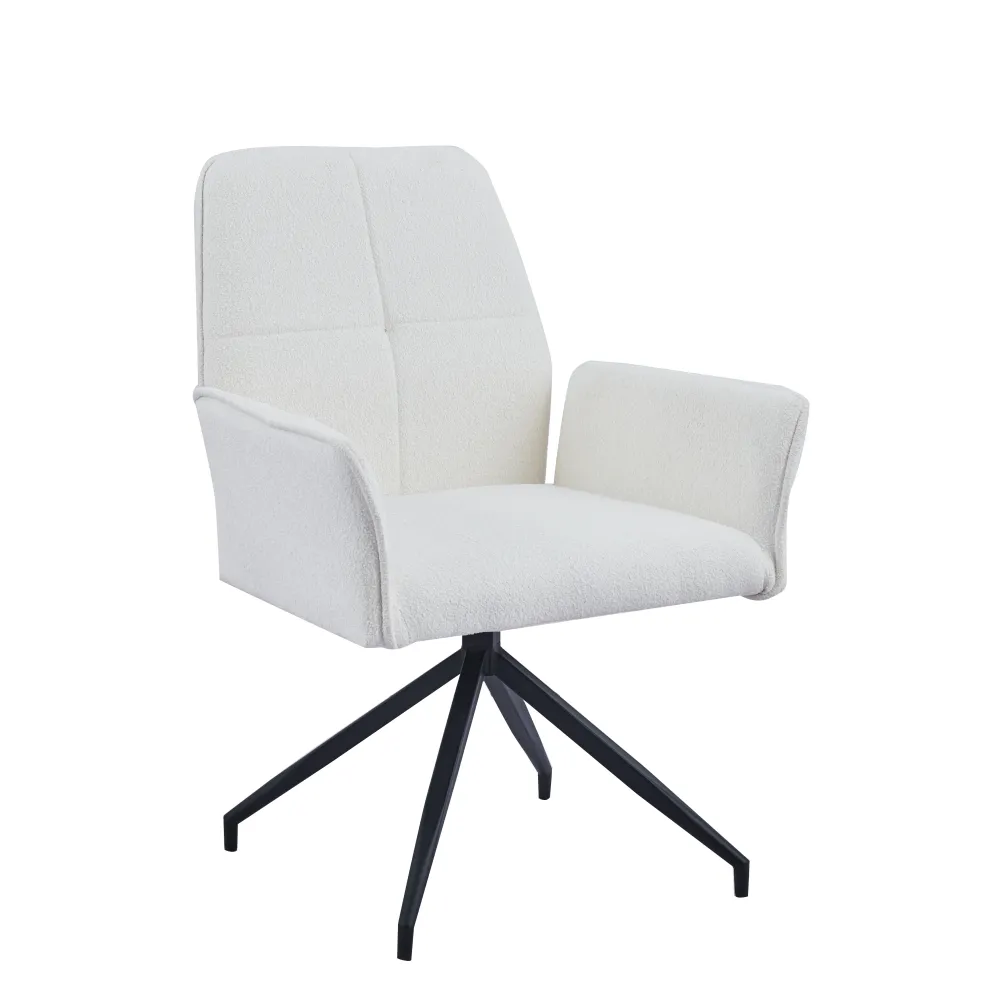 Lot 2 Chaises de Bureau Lutetia Tissu Doudou Pieds Métal Noir 65x62x88cm