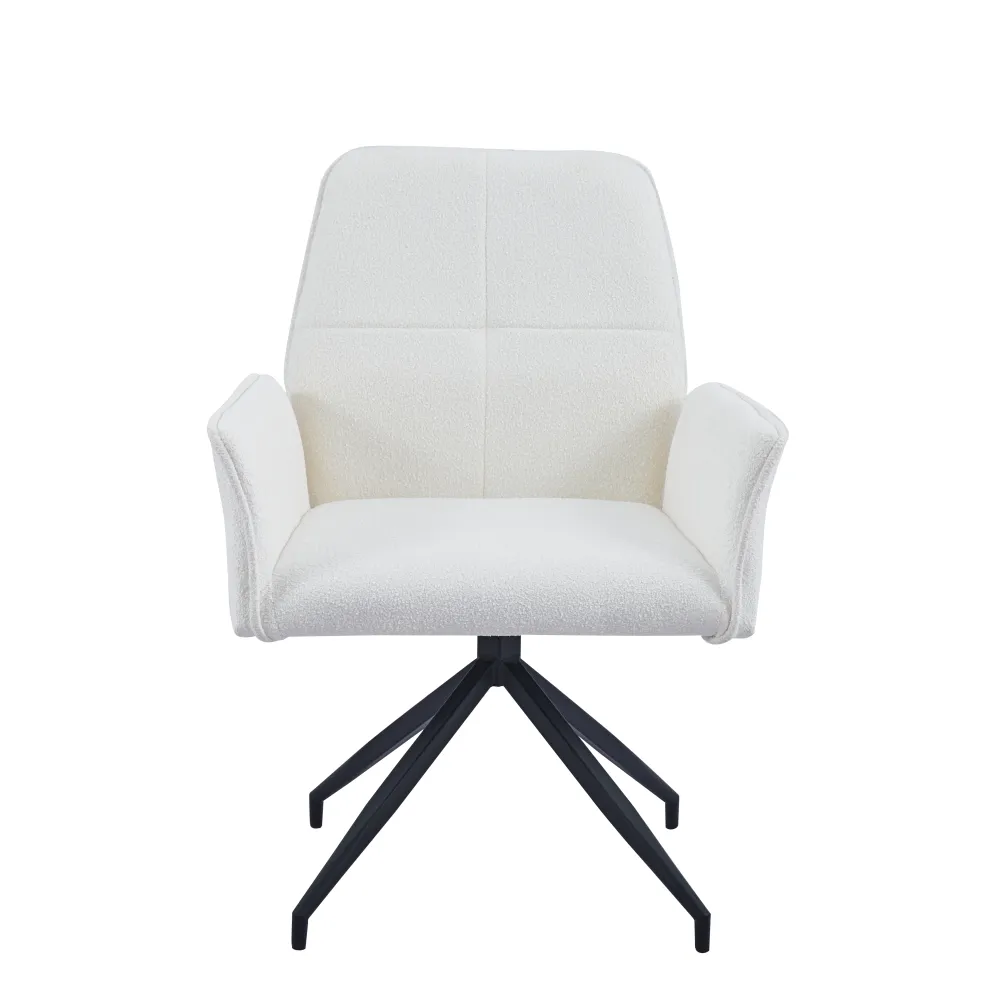 Lot 2 Chaises de Bureau Lutetia Tissu Doudou Pieds Métal Noir 65x62x88cm