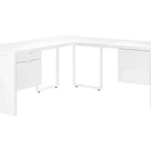 LOUNA - Bureau blanc lustré avec tiroirs