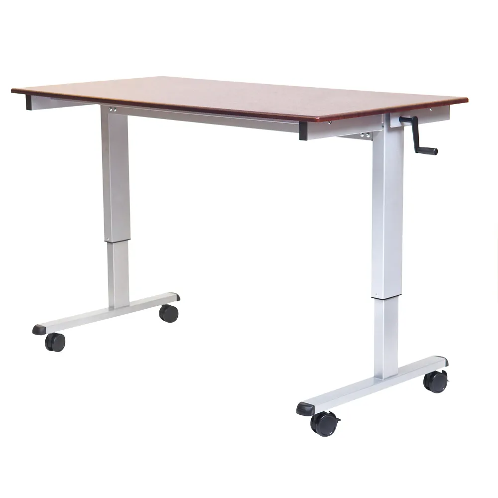 Postes de travail réglables en hauteur, bureau autonome, 122 cm (H) x 122 cm (L) x 82 cm (P), noyer Luxor H. Wilson