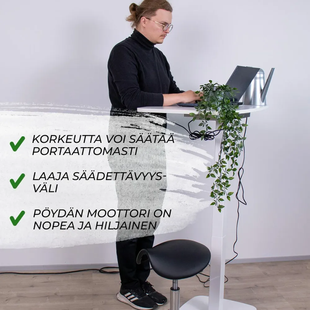 Lykke Bureau debout mobile L200, électrique, blanc, 90 x 55cm