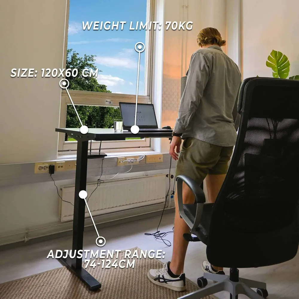 Lykke Bureau électrique M100, blanc, 120 x 60 cm