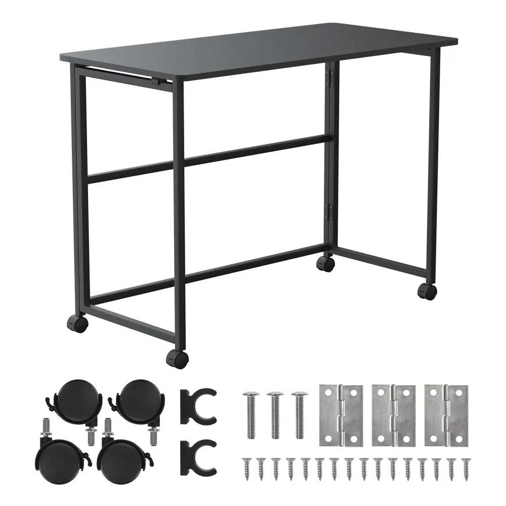 Maclean table pliante, noire, mobile, plateau 100x50cm, max. 50kg, MC-1250 B