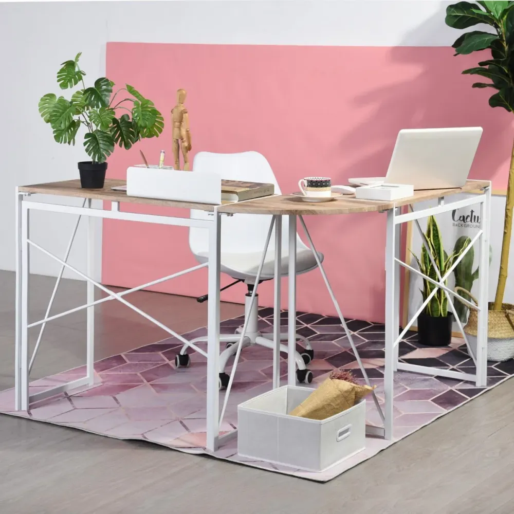Albertin - Bureau d'ordinateur moderne/contemporain en forme de L avec cadre en métal Magasins Hart | Hart Stores