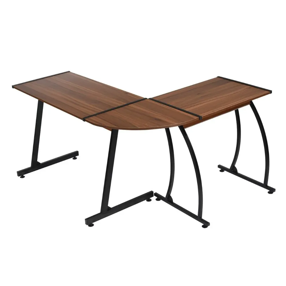 Arlette - Bureau d'ordinateur en forme de L avec cadre en métal Noir Magasins Hart | Hart Stores
