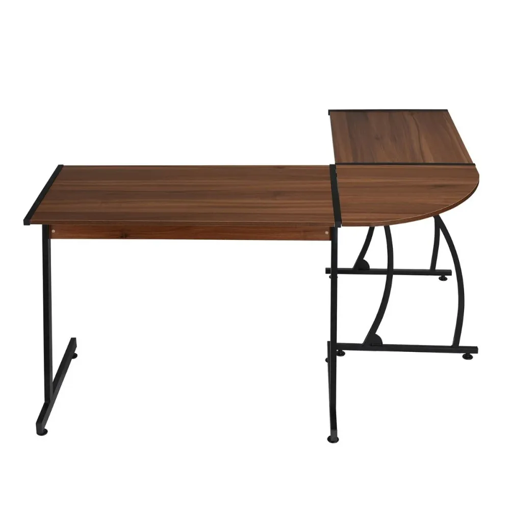 Arlette - Bureau d'ordinateur en forme de L avec cadre en métal Noir Magasins Hart | Hart Stores
