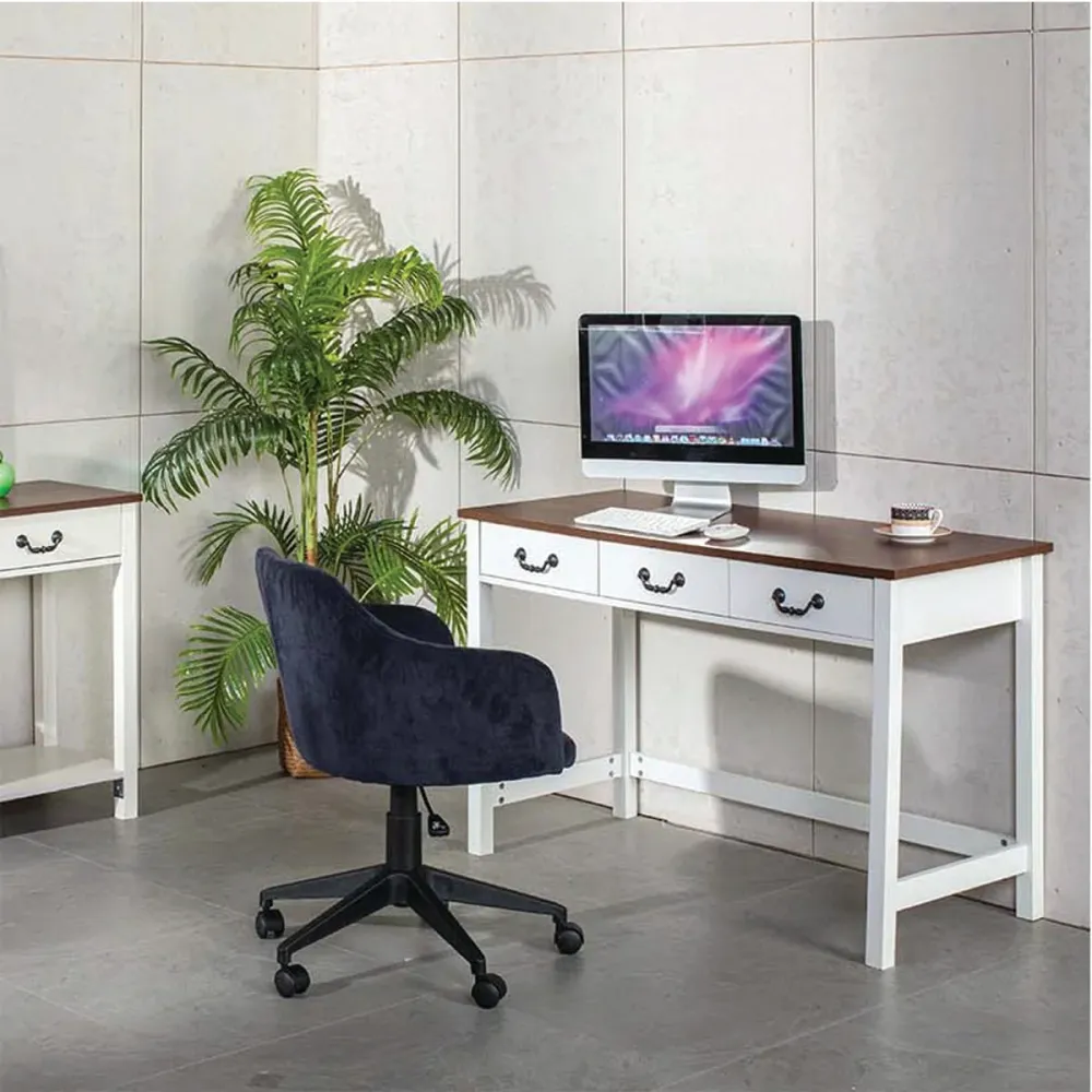 Awoniyi - Bureau blanc avec 3 tiroirs et plateau en bois Magasins Hart | Hart Stores