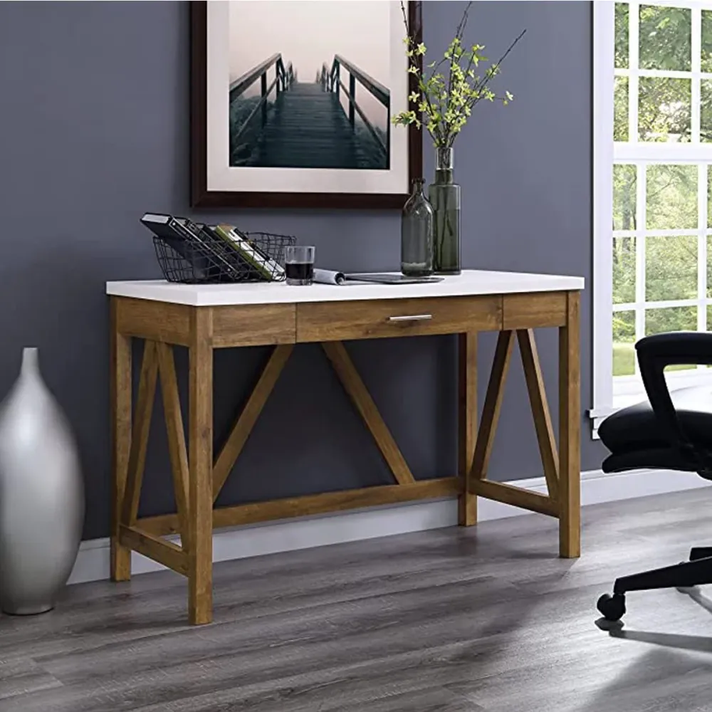 Bureau d'ordinateur en bois noyer/marbre Magasins Hart | Hart Stores