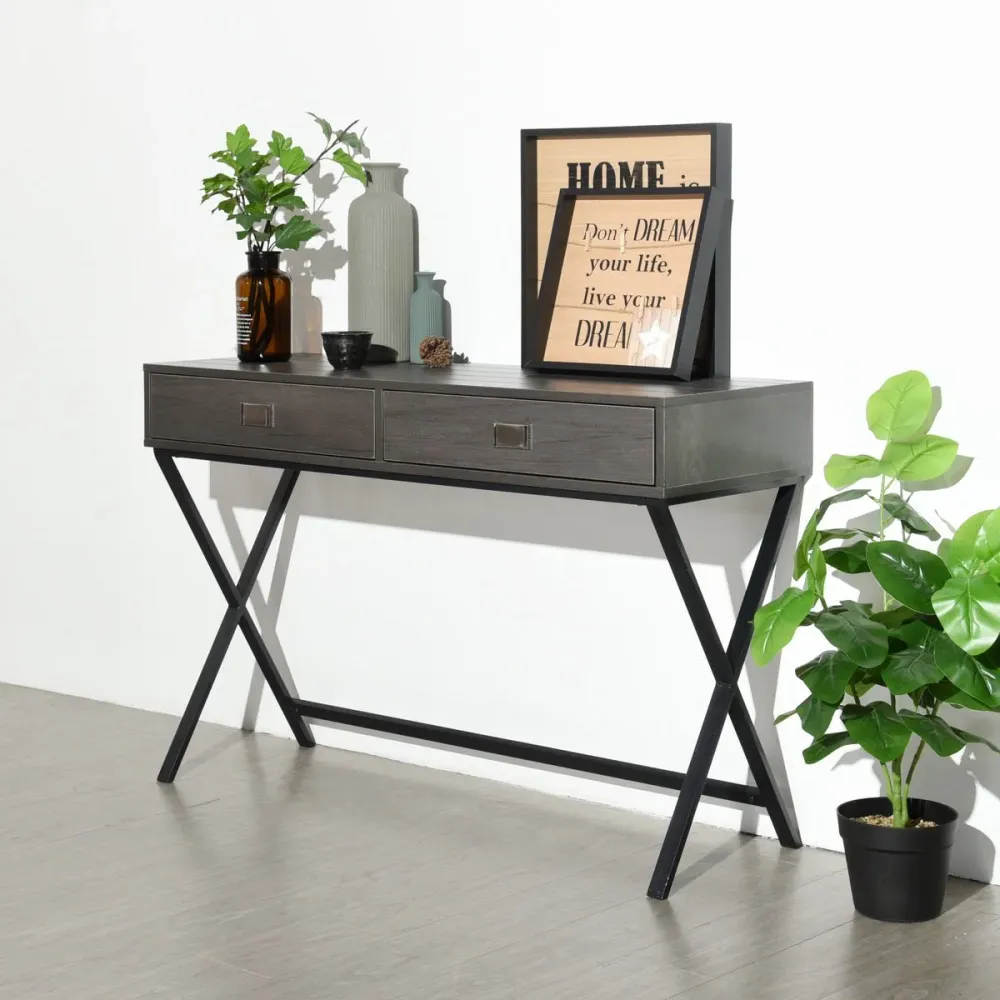 Bureau d'ordinateur Ihorst Grey avec cadre métallique Magasins Hart | Hart Stores