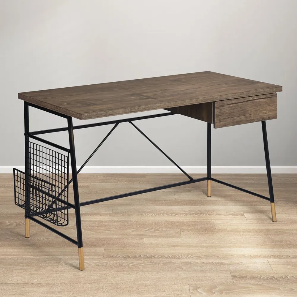 Darien | Bureau d'ordinateur avec dessus en bois et cadre en métal Magasins Hart | Hart Stores