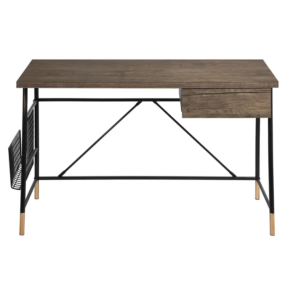 Darien | Bureau d'ordinateur avec dessus en bois et cadre en métal Magasins Hart | Hart Stores