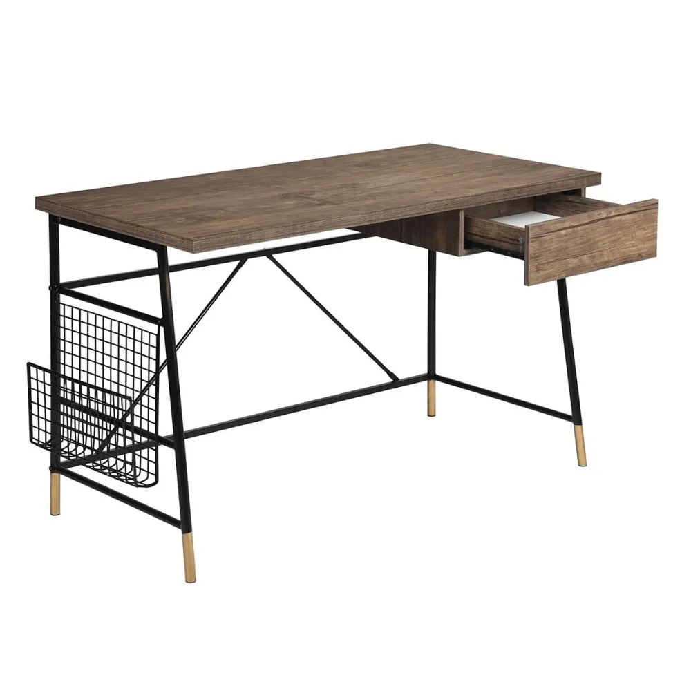 Darien | Bureau d'ordinateur avec dessus en bois et cadre en métal Magasins Hart | Hart Stores