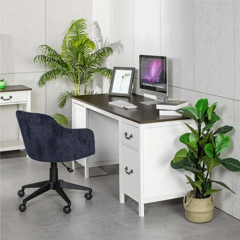 FRIEDL Office Desk 2 Drawers & Door White Wood Magasins Hart | Hart Stores