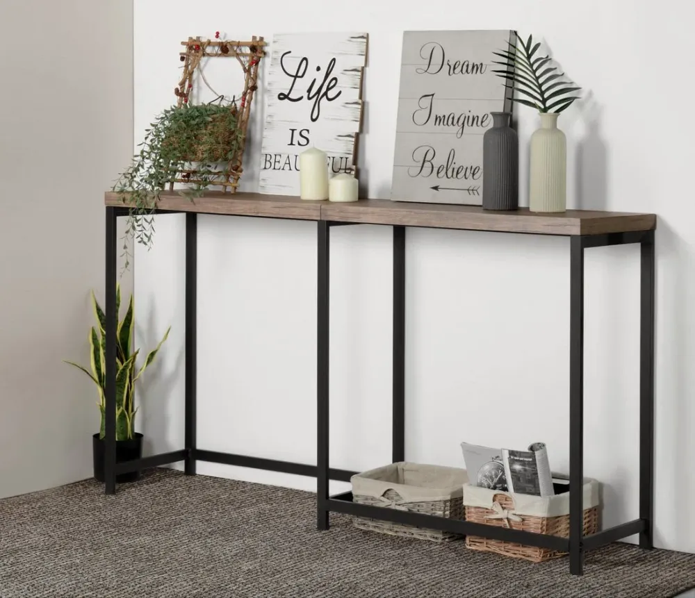Helms - Bureau Console en bois foncé - Cadre métallique avec MDF Magasins Hart | Hart Stores