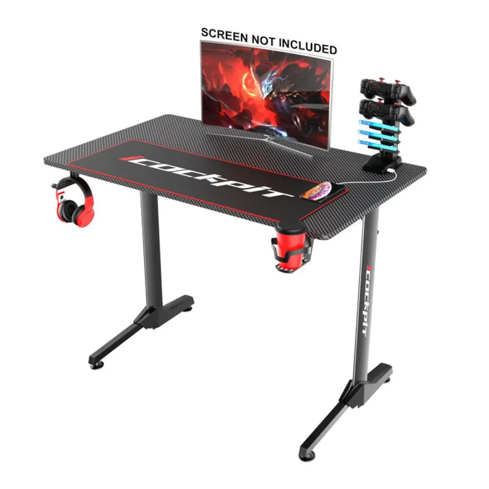 Table de jeu pour ordinateur noire avec crochet pour casque et porte-gobelet Magasins Hart | Hart Stores