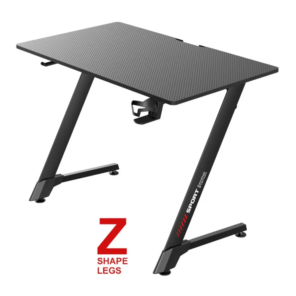 Table de jeu pour ordinateur, pieds en forme de Z, noir avec crochet pour casque Magasins Hart | Hart Stores