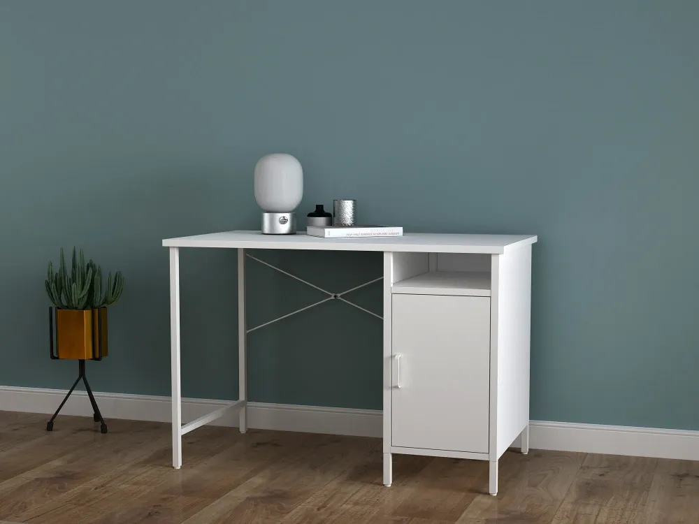 Marton - Bureau avec armoire - Blanc