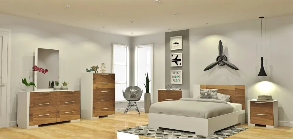 Bureau double - Blanc et Noyer MEQ