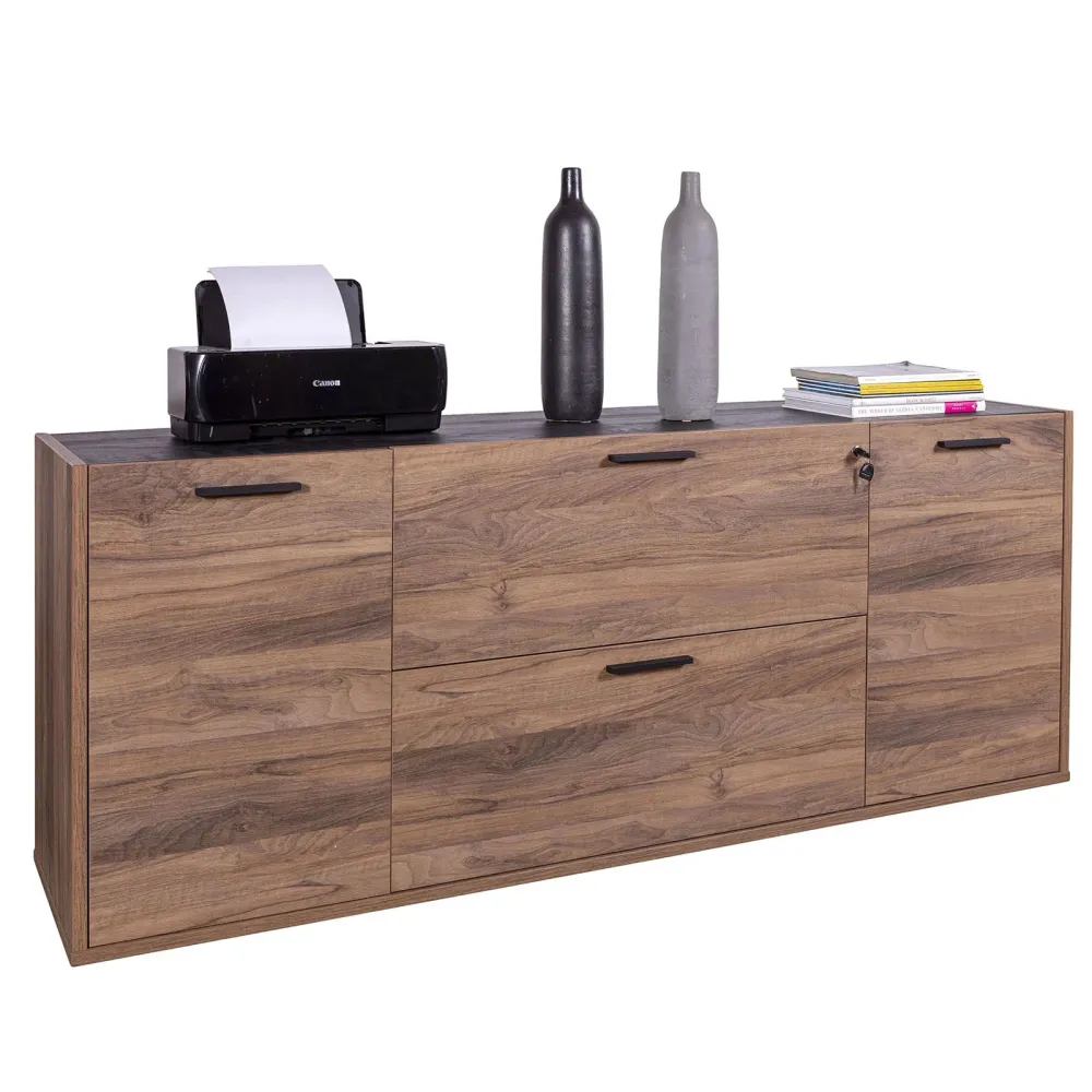 Meuble comptoir avec portes et tiroirs en bois "Da Vinci" pour aménagement intérieur de bureau h 73 cm