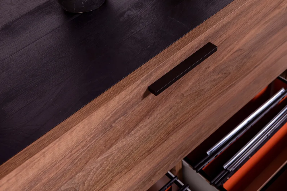 Meuble comptoir avec portes et tiroirs en bois "Da Vinci" pour aménagement intérieur de bureau h 73 cm