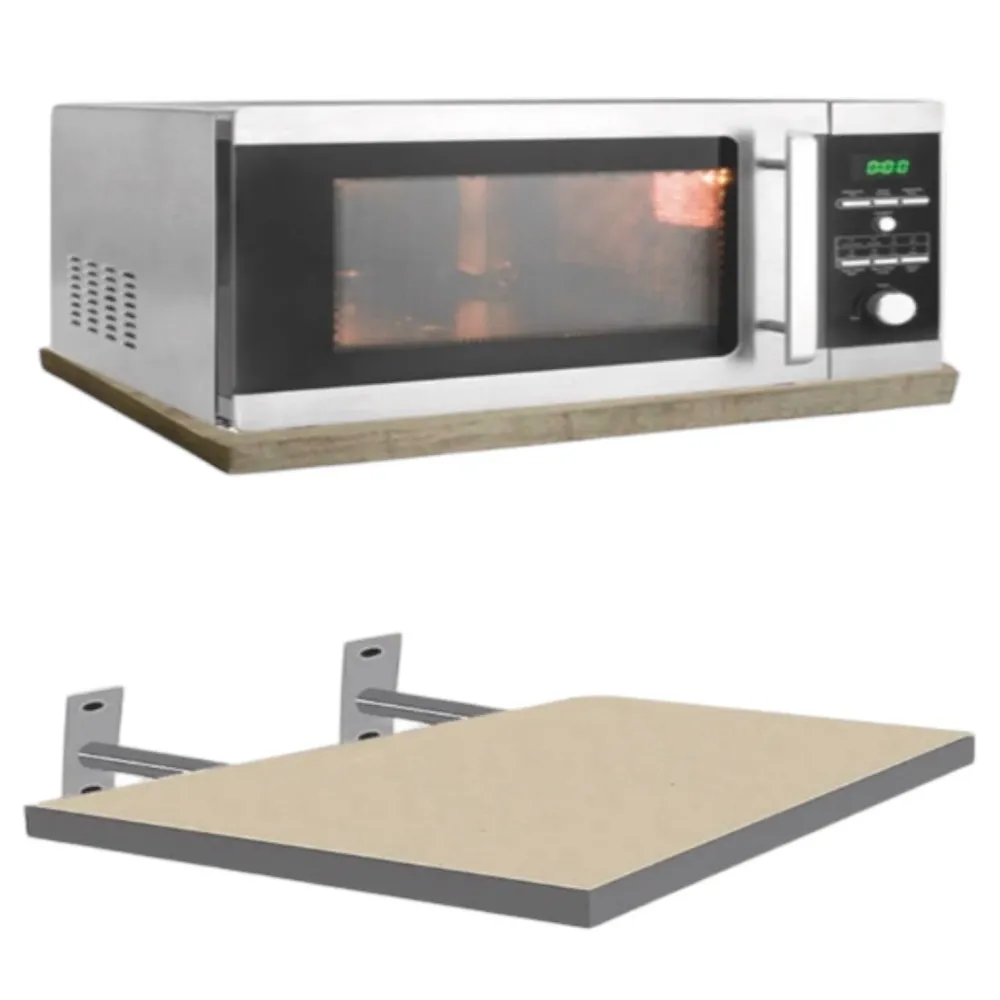Support micro-ondes flottant avec fixation invisible 50cm/40cm/4cm bois stratifié blanc Mhirsi