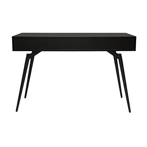 Miliboo Bureau avec rangements 2 tiroirs Design Noir Mat et Bois foncé Noyer L120 cmTRIPOLI