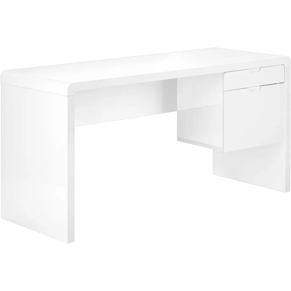 Alarion - Bureau de travail - 60 po- Blanc lustré Monarch Specialties