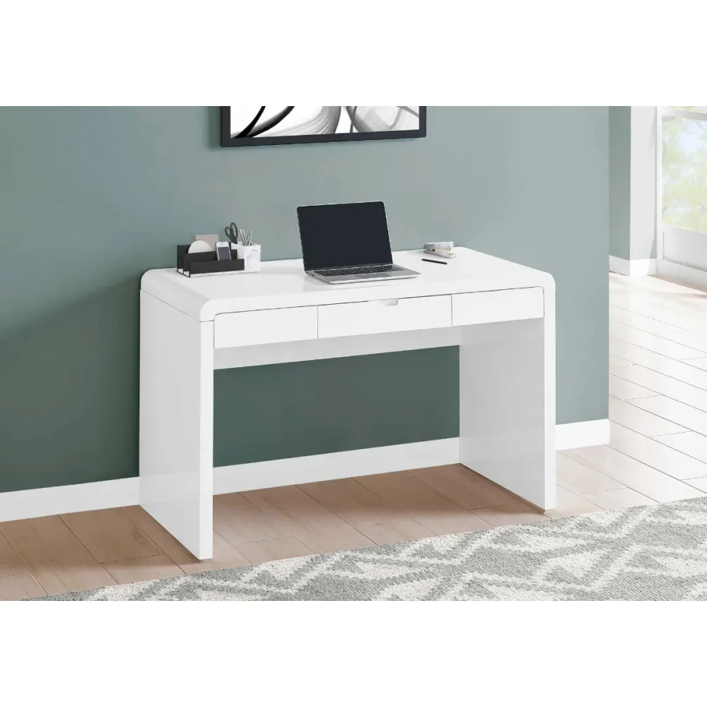 Alarion - Bureau de travail - 48 po - Blanc lustré Monarch Specialties