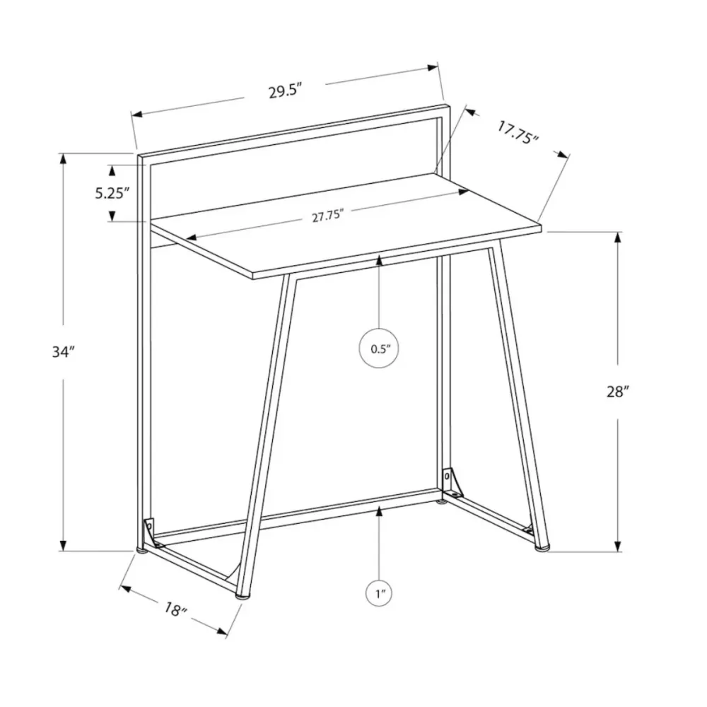 Branka - Bureau de travail - 29.5 po - Blanc Monarch Specialties
