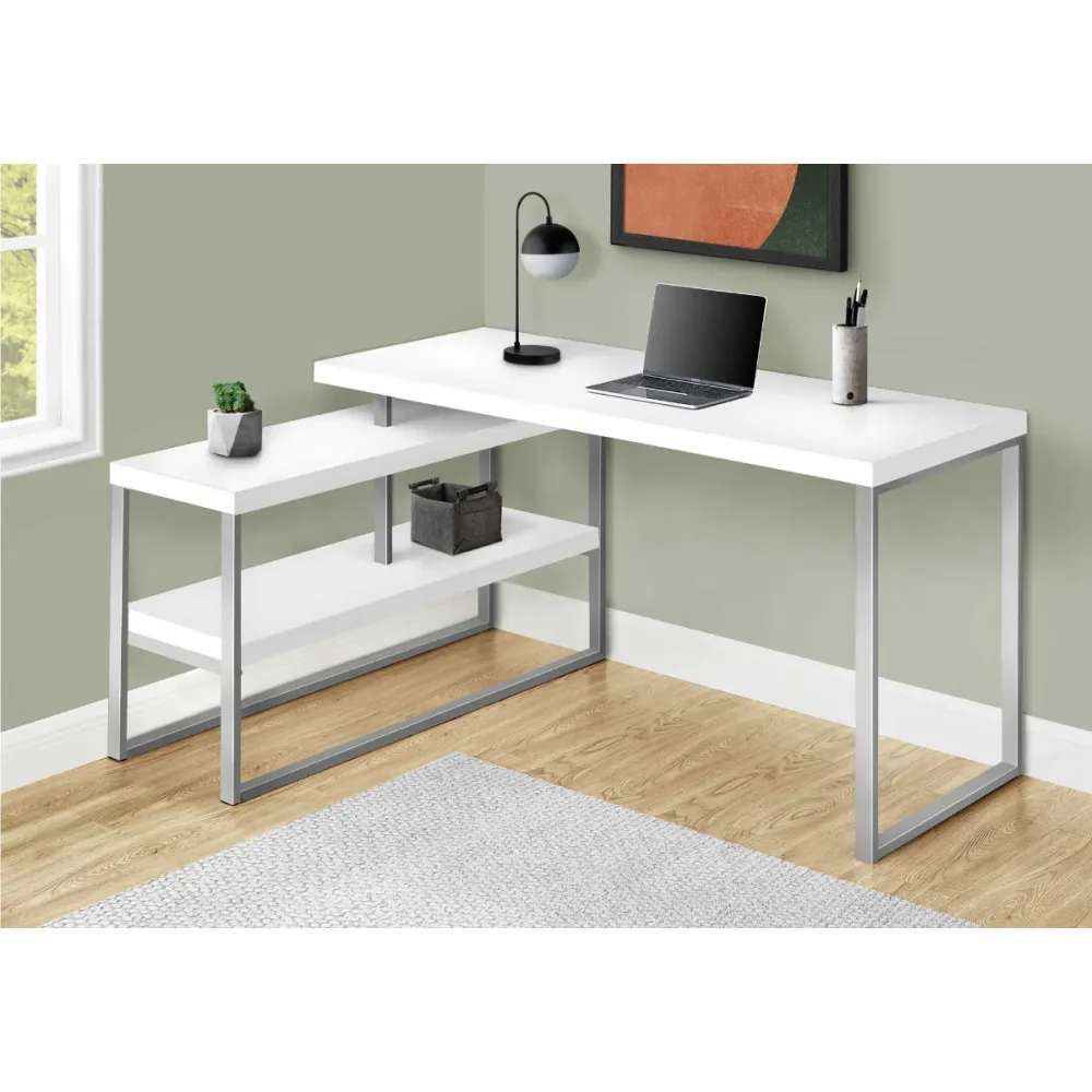 Halvar - Bureau de travail en coin Blanc Monarch Specialties