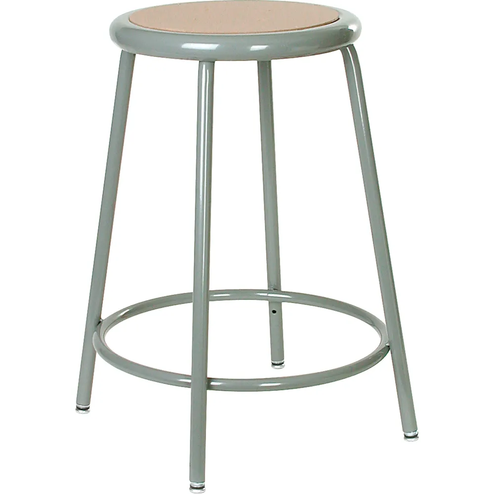 Tabouret série 500, fixe, 76 cm, assise acier/masonite, gris Mur-Van