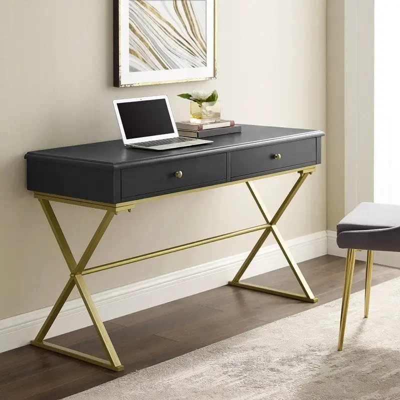 Bureau de campagne à deux tiroirs Silver Orchid Lerch My Store