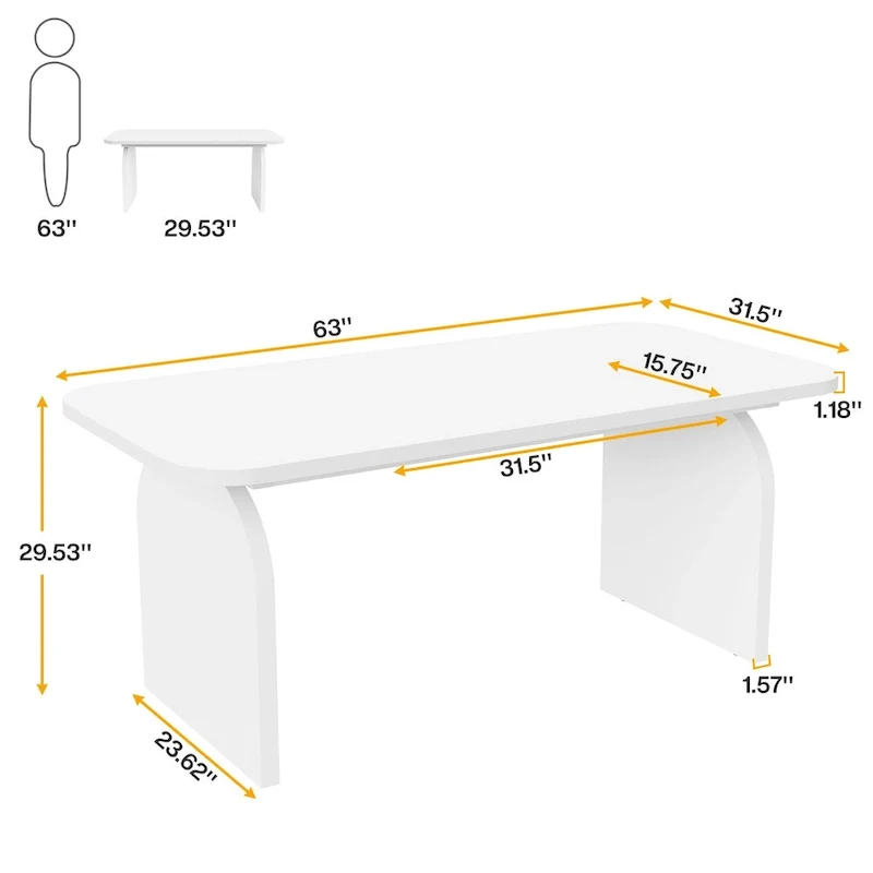 Bureau de direction rectangulaire de 160 cm (63 pouces), grand bureau d'ordinateur, poste de travail My Store