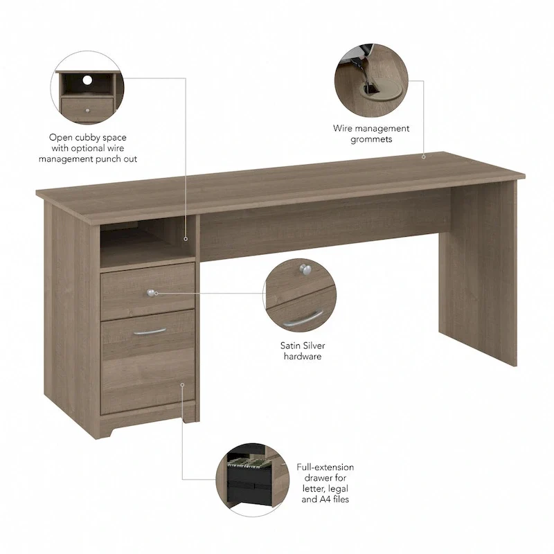 Bureau d'ordinateur Cabot 72W avec tiroirs, par Bush Furniture My Store