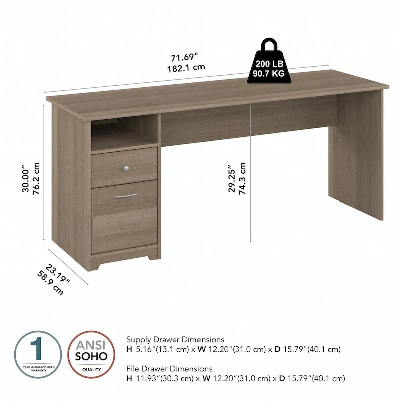 Bureau d'ordinateur Cabot 72W avec tiroirs, par Bush Furniture My Store