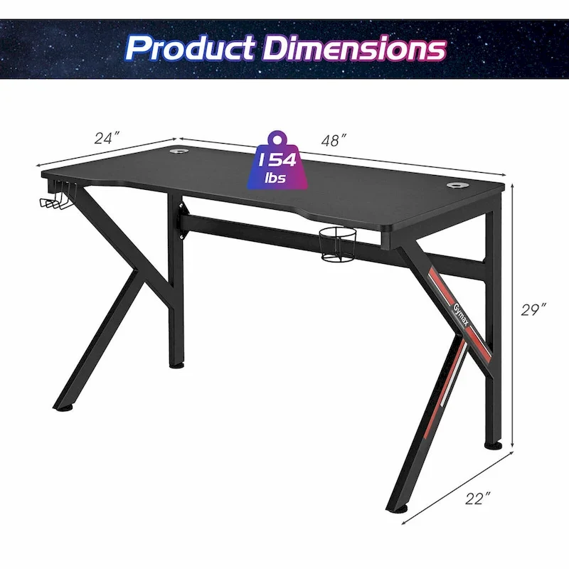 Bureau de jeu Gymax 48 en forme de K avec porte-gobelet et My Store