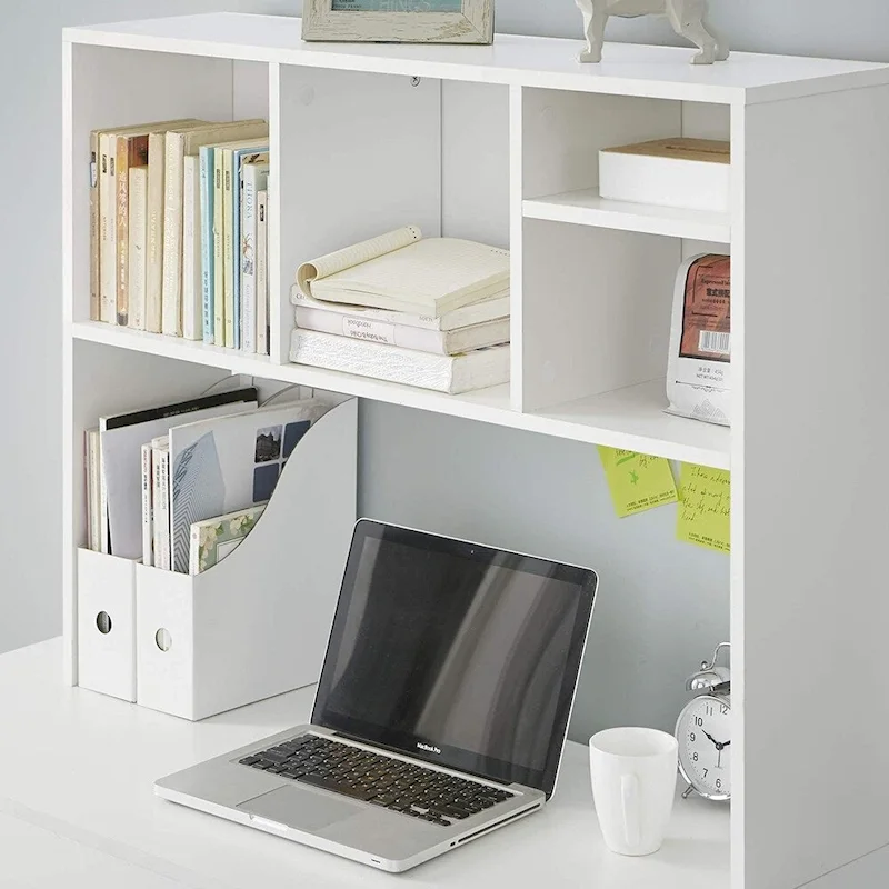 Bureau-bibliothèque Cube en bois blanc de DormCo My Store