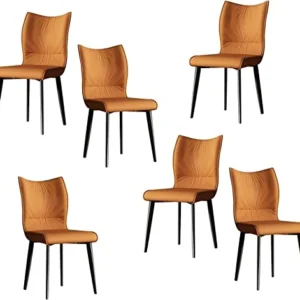 MZLaly Lot de 6 Chaises Salle Manger Cuir, Chaise Salon Moderne avec Pieds Acier Au Carbone Chaise Bureau (Color : Orange)