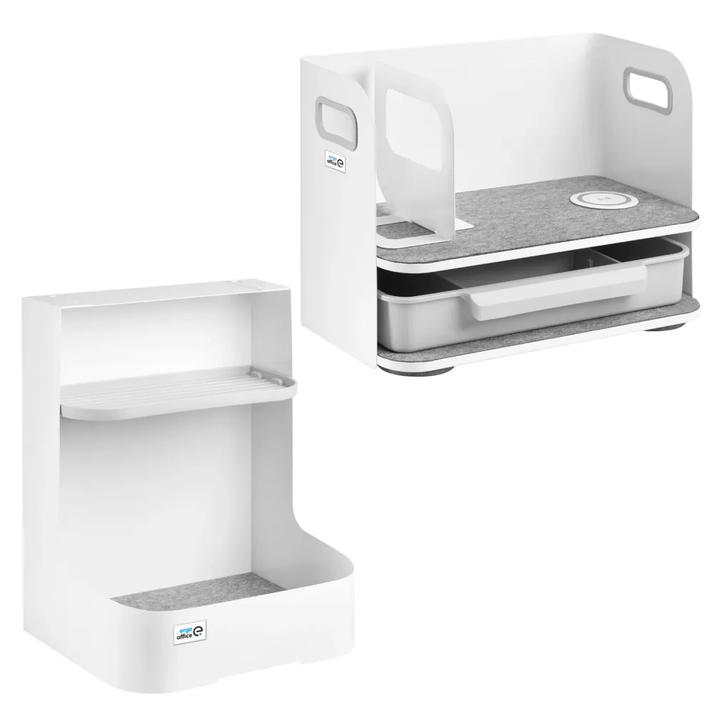 Organisateur de bureau avec tiroir et chargeur sans fil Ergo Office, blanc, max. 10kg, ER-441 + Organisateur de bureau pou...