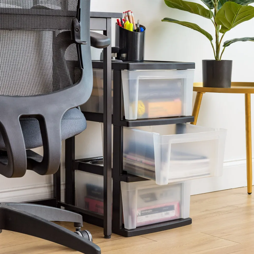 Organisateurs et rangements en plastique à 3 tiroirs, paquet de 2