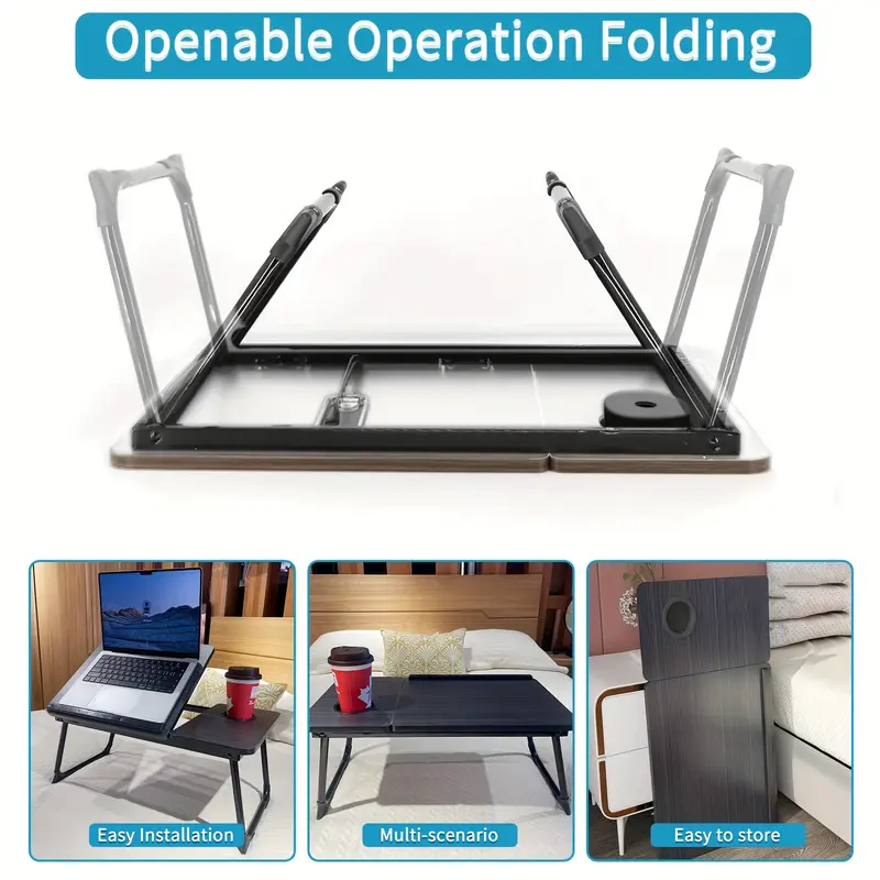 Table Pliante Réglable Multifonction – Bureau Portable Ergonomique avec Porte-Gobelet (GA) Oula Shop