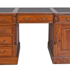 Palazzo Mar033 Bureau de chef de style colonial en acajou massif style ancien avec cuir synthétique 140 cm PALAZZO INT