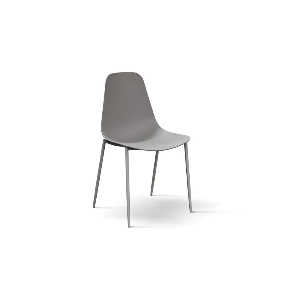 PAZZO DESIGN Chaise Alix, Ensemble de 4 chaises, Gris, Chaise en polypropylène, Pieds métal, Chaise Cuisine, Chaise Salle...