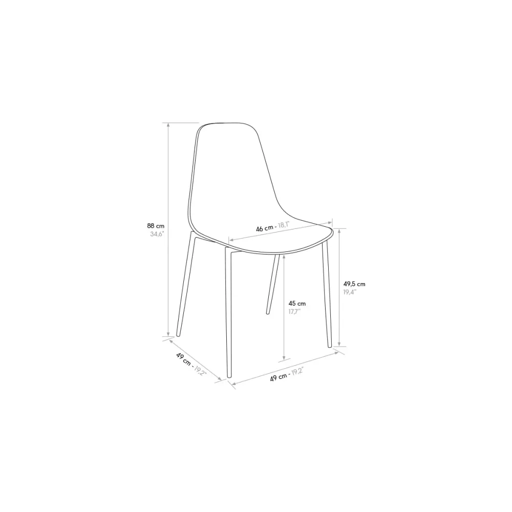 PAZZO DESIGN Chaise Alix, Ensemble de 4 chaises, Gris, Chaise en polypropylène, Pieds métal, Chaise Cuisine, Chaise Salle...
