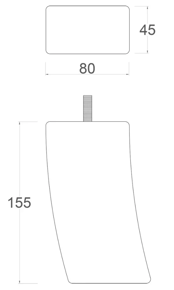 Pieds de meuble à dossier incurvé 155 mm